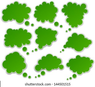 Vector illustration of green paper clouds. Eps10.