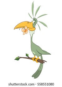 Vector Illustration of a Green Parrot. Cartoon Character