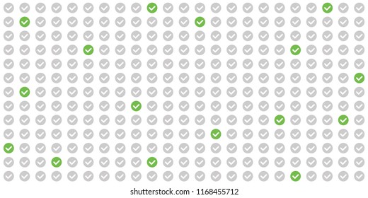 vector illustration of and green pattern of marks ticks for proofreading and data analysis concepts