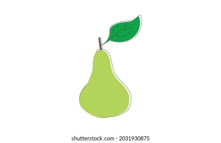 Vector illustration of a green pear. Fruit icon for farm market menu. Ecological design of healthy food