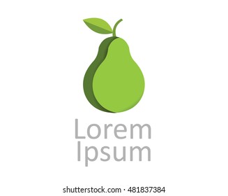 Vector illustration of green pear icon, logotype 