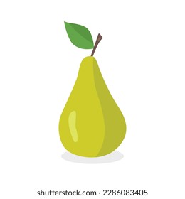 Vector illustration green pear on white background