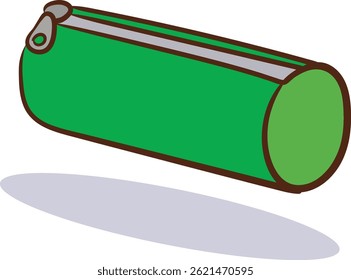 Ilustração vetorial de uma caixa de lápis verde isolada sobre um fundo branco.