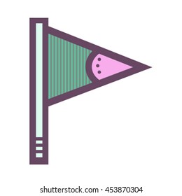 Vector illustration of green pennant on white background