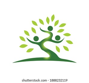 A Vector Illustration of Green People Tree Family Sign