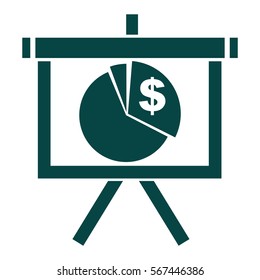 Ilustración vectorial de la presentación del gráfico circular verde con el símbolo del dólar
