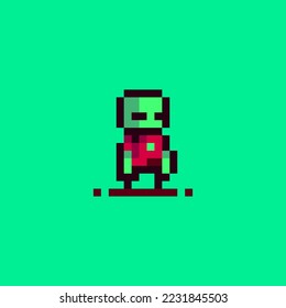 vector illustration of a green pixel art character