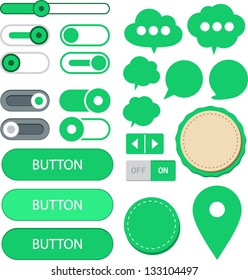 Vector illustration of green plain web elements. Flat UI.
