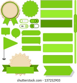 Vector illustration of green plain web elements. Flat UI. 