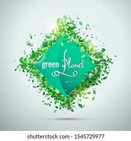 Vector illustration of a green planet concept, nature conservation for future generations.