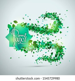 Vector illustration of a green planet concept, nature conservation for future generations.