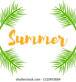 Vector illustration. Green plant branches and place for text Summer