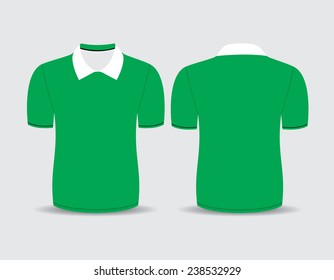 Vector illustration of green polo t-shirt Front and back views