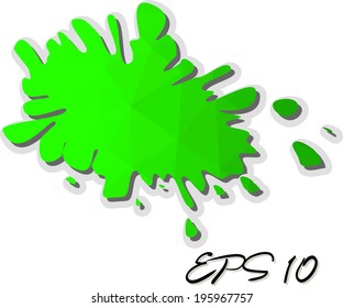 Vector illustration of the green polygonal splash filled with triangles