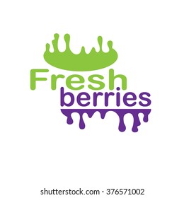 Vector illustration green and purple logo, fresh berries logo