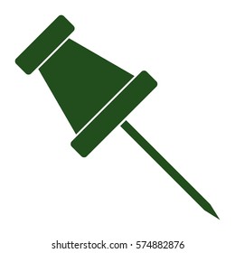 Vector Illustration of Green Push Pin . Icon
