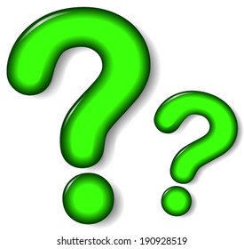 Vector illustration of green question mark on white background