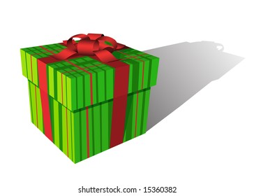 Vektorgrafik von grüner und roter Geschenkbox einzeln auf weißem Hintergrund