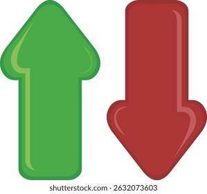 vector illustration green and red two arrows indicating up down direction sense