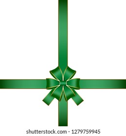 Vector illustration of Green ribbon. Green bow