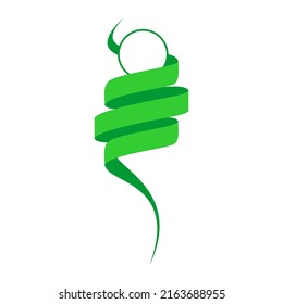 vector illustration of a Green Ribbon with a circle on it. Isolated on a white background