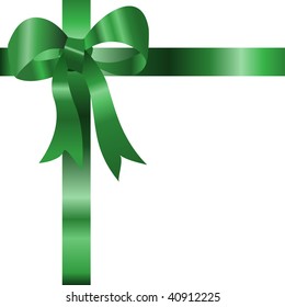 vector illustration, green ribbon present, card concept, white background