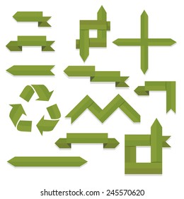 vector illustration, green ribbons and arrows for decoration and inscriptions