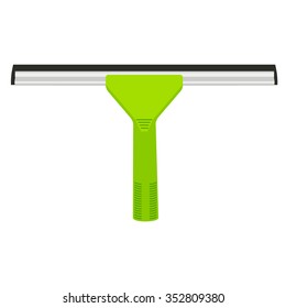 Vector illustration green rubber window glass squeegee, cleaner . Cleaning supplies