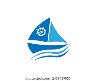 Ilustración vectorial de un velero verde sobre un fondo blanco
