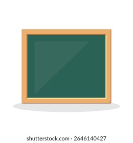 Vector illustration of a green school chalkboard with frame on white background. Educational and back to school concept symbolizing classroom learning, children’s education, knowledge day, and school 
