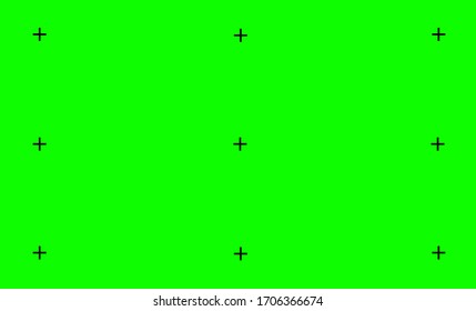 vector illustration of green screen background, VFX motion tracking markers. Art design green screen backdrop template. Abstract concept video footage replacement tracking markers element.Vector