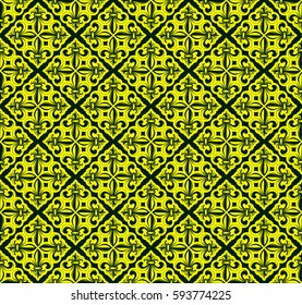 Vector illustration green seamless background with lily (fleur de lis) for print fabric or  poster