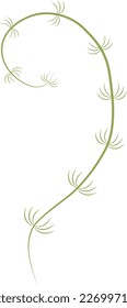 Vector illustration of green seaweed in cartoon style. Digital green lichen clipart. Green algae template. Spring branch with green leaves