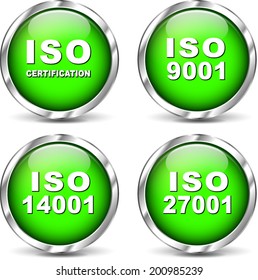 Vector illustration of green set iso certification icons