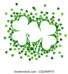vector illustration with green shamrocks on white background