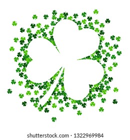 vector illustration with green shamrocks on white background