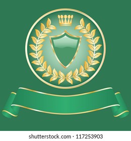 Vector illustration of a green shield.