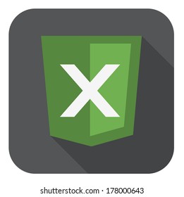 vector illustration of green shield with xml programming language markup, isolated web site development icon on white background