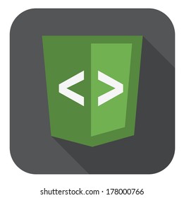 vector illustration of green shield with xml programming language markup tags