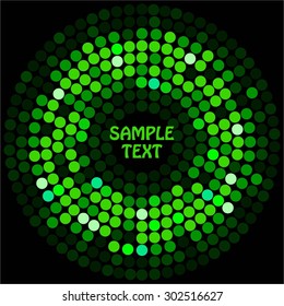 Vector illustration of Green shiny abstract on a black background.