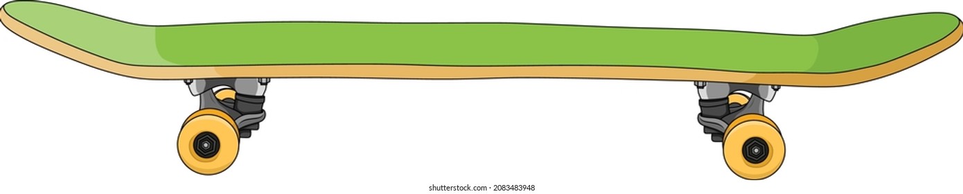 Vector illustration of green skateboard cartoon