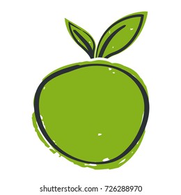 Vector illustration of green sketch apple