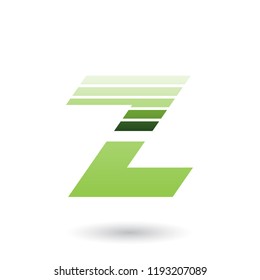 Vector Illustration of Green Sliced Letter Z with Thick Horizontal Stripes isolated on a White Background