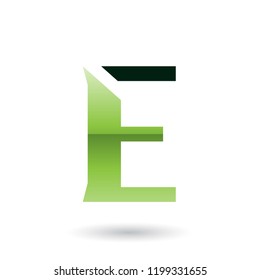 Vector Illustration of Green Sliced Letter E isolated on a White Background