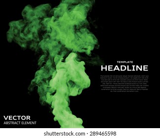 Vector illustration of green smoke elements on black. Use it as a background in your design projects.