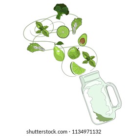 Vector illustration of green smoothies