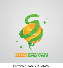 Vector illustration of a green snake. Chinese symbol of the year. Eastern calendar.