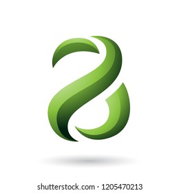 Vector Illustration of Green Snake Shaped Letter A isolated on a White Background