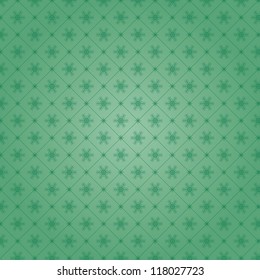 Vector illustration of a green snowflake background.