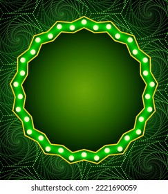 Vector illustration green spiral dots wall background with shining banner for design